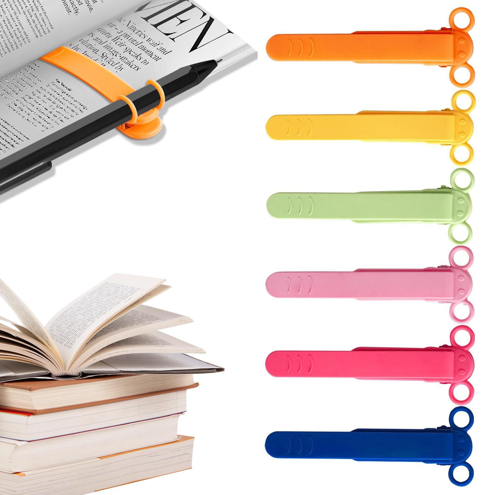 Lot De 6 Marque-Pages Automatiques En Silicone Pour Enfants Et Adultes - Accessoires De Lecture Colorés