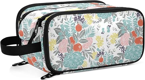 Flowers Berries Fruit Makeup Bag Storage Cosmetic Case Storage Bag for Travel Bathroom 11 x 7 Inches