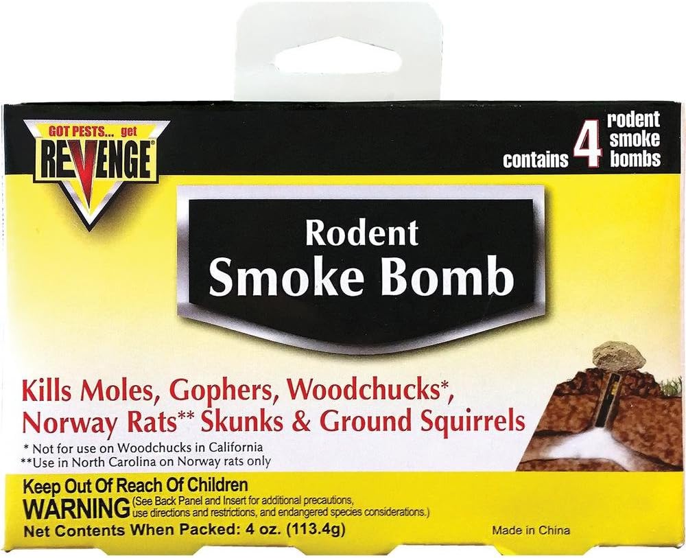 Revenge Rodent Smoke Bombs (8-pack) Kills Rats Moles Skunks Gophers Woodchucks Not Sale To: CA, AK