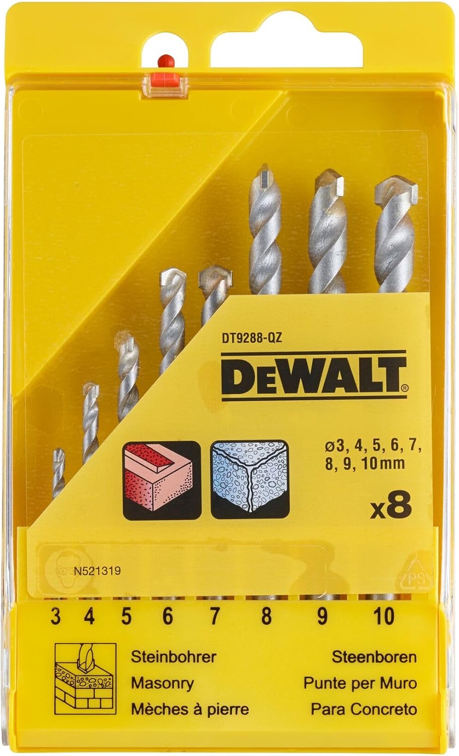 Dewalt DT9288-QZ Straight Shank Masonry 8 Piece Drilling Set