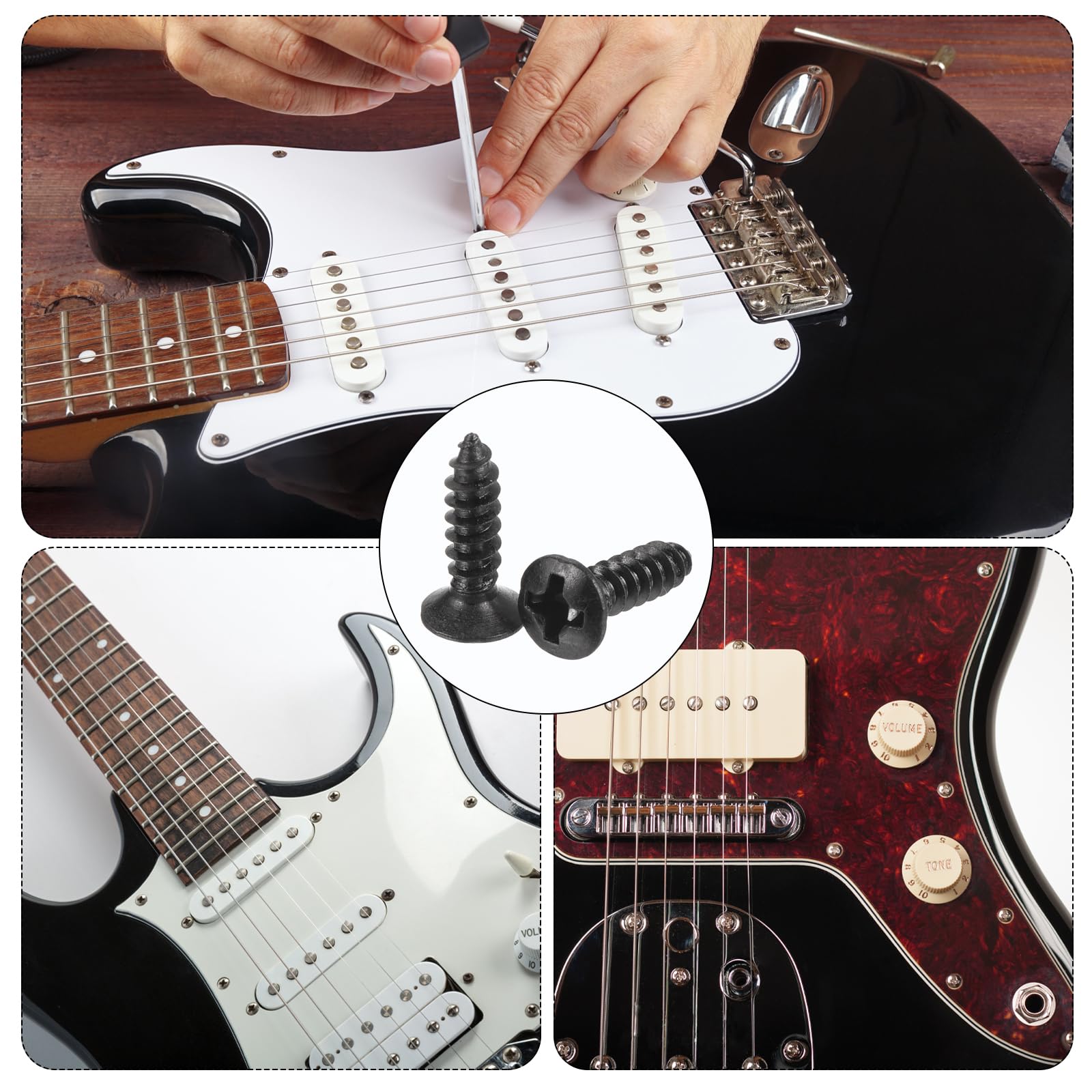 QUARKZMAN 25 Stück 3MM Elektrische Gitarre Schrauben Bass Pickguard Schrauben Kratzplatten Montageschrauben für SQ ST TL Gitarre, Bronze