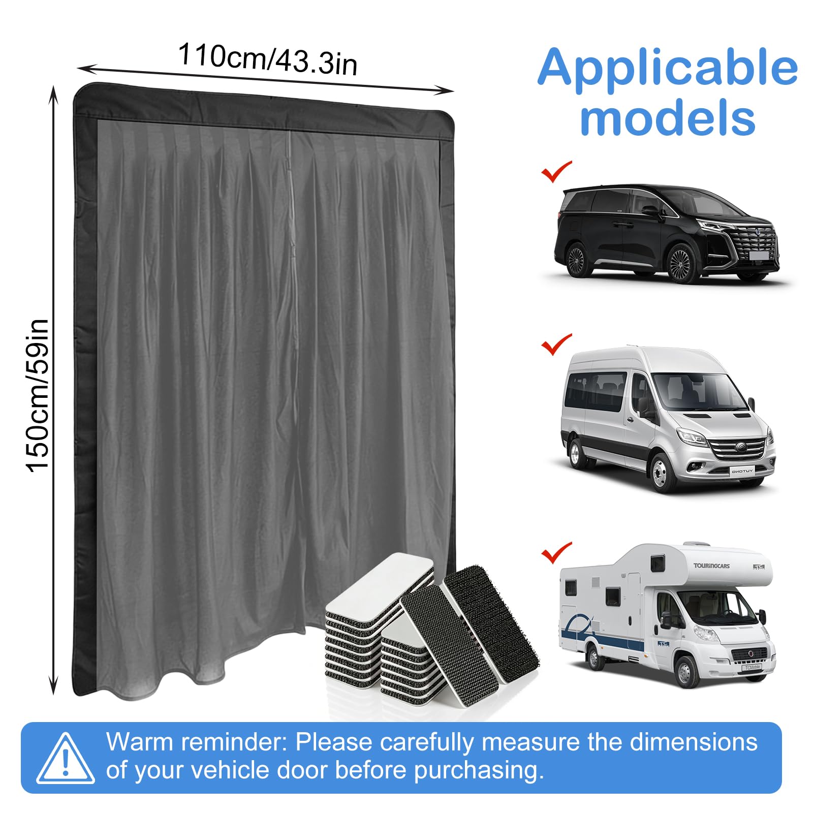 Moustiquaire Magnétique pour Van: 150 X 110 Cm Moustiquaire Voiture, Moustiquaires Van Aménagé avec Magnétisme pour Latérale, Protection Solaire, Les Voyages en Camping (Noir)