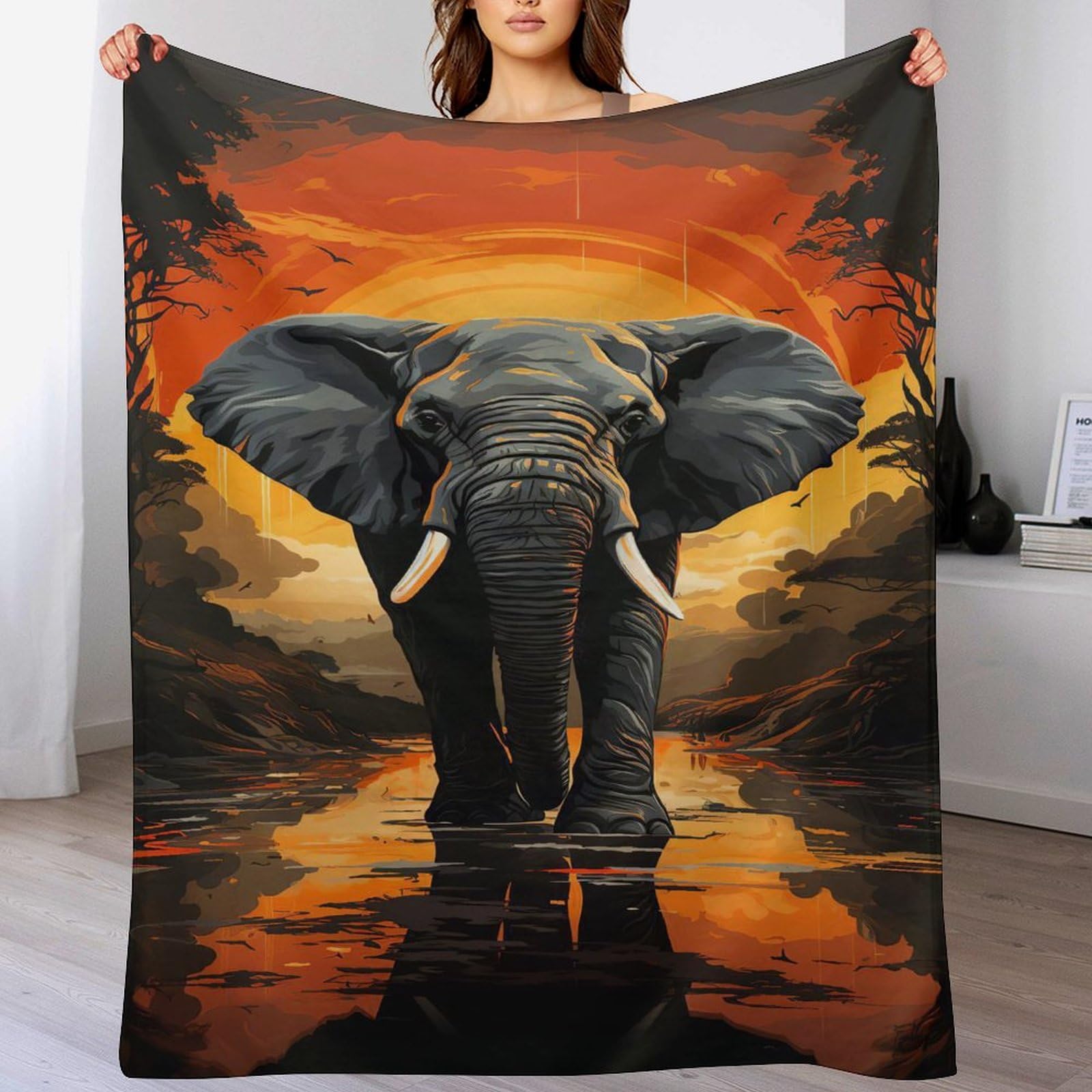 Plaid éléphant flanelle contre le froid couverture lit