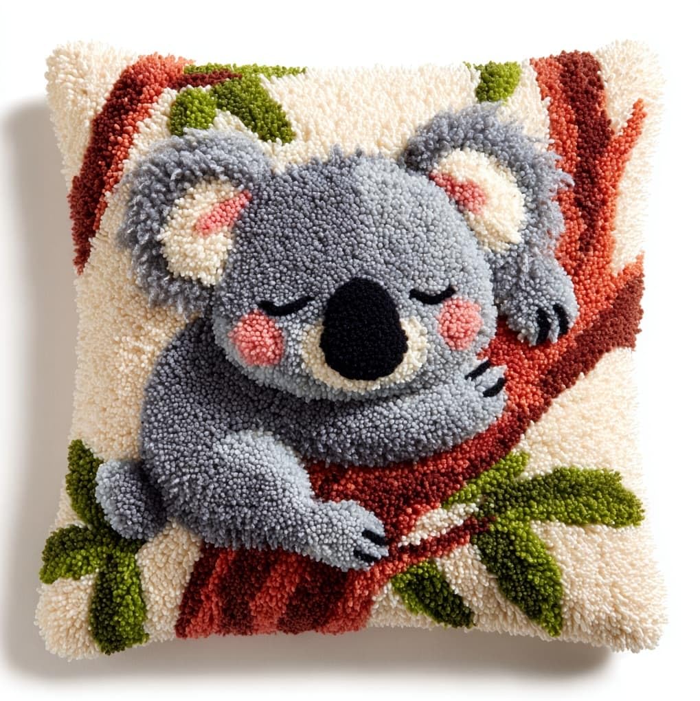 WallustrioaW Latch Hook Pillow Kits Pillow Cover,Koala Animals