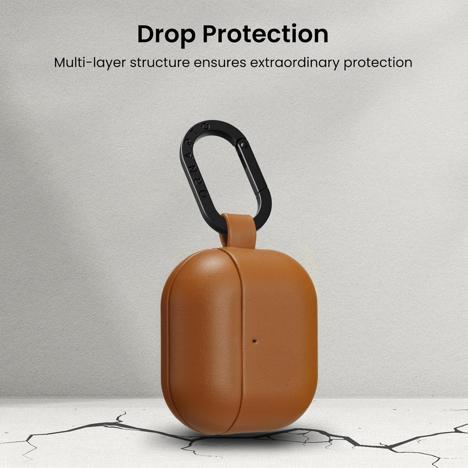 ORNARTO Compatible with AirPods 4 Case, Full Protective Vegan Leather Cover for AirPods 4th Generation (2024), Front LED Visible, Caramel Brown