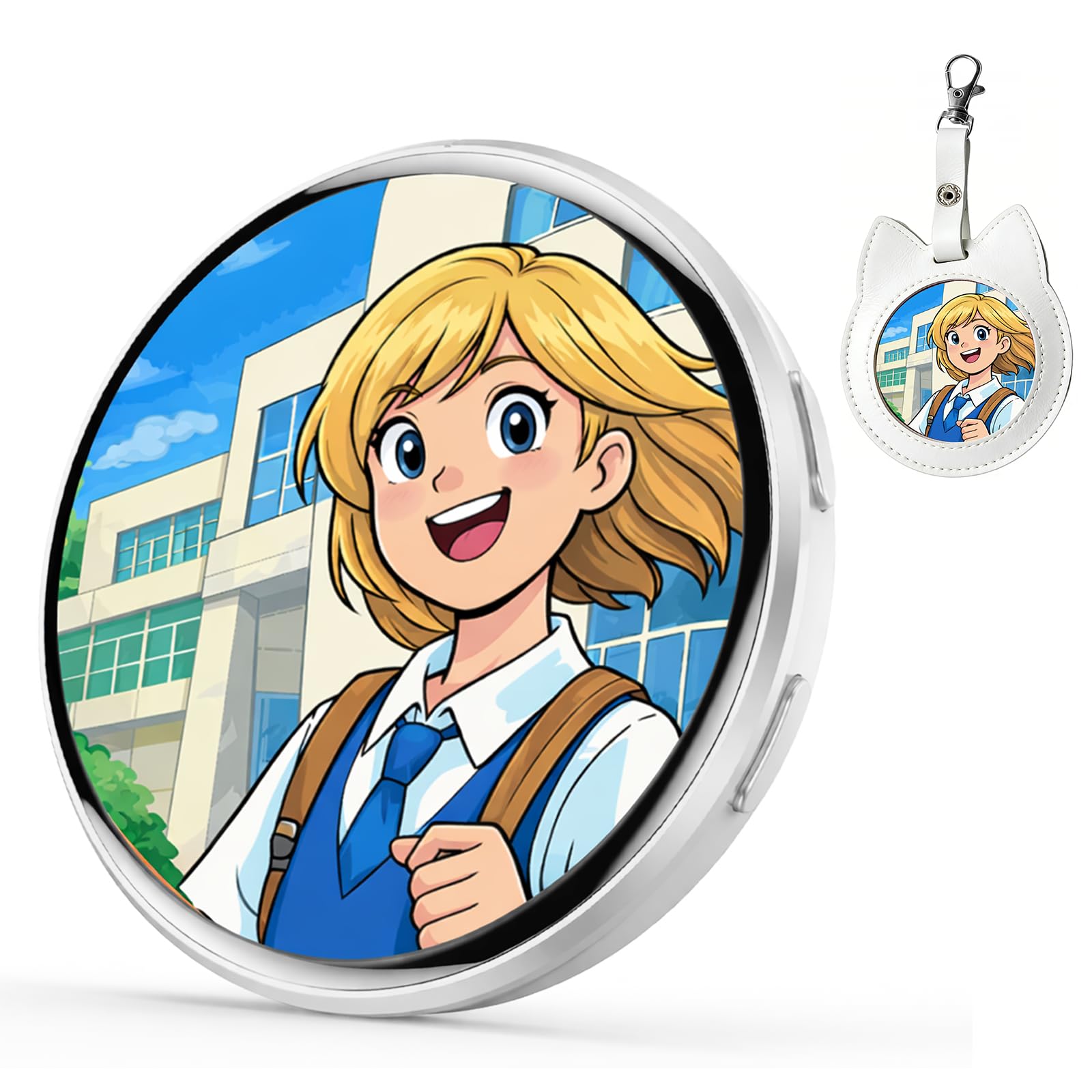 Digital Badge, Ita Bag Digital Pin Badge Accessories, Anime Convention Essentials with Smart Display and Bluetooth, Kpop Concert Gear, Gaming Setup Decor (White)