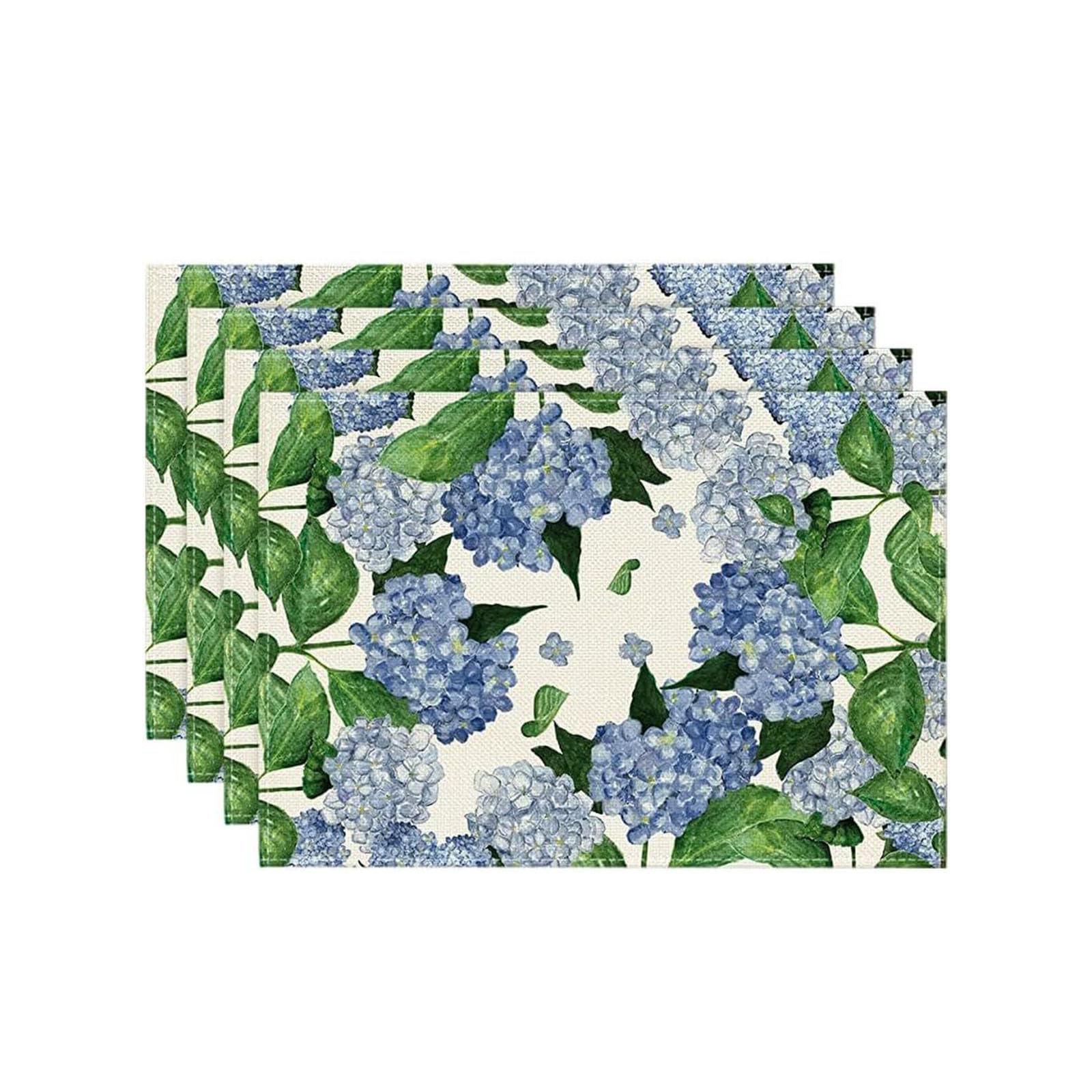 Treer Placemats Set of 2/4/6/8, Place Mats for Table Washable Stain Resistant 30x45cm Table Mats Dinner Table Decorations Green Plant for Restaurant Kitchen Dining Wedding Decor (Flowers,6 pcs)