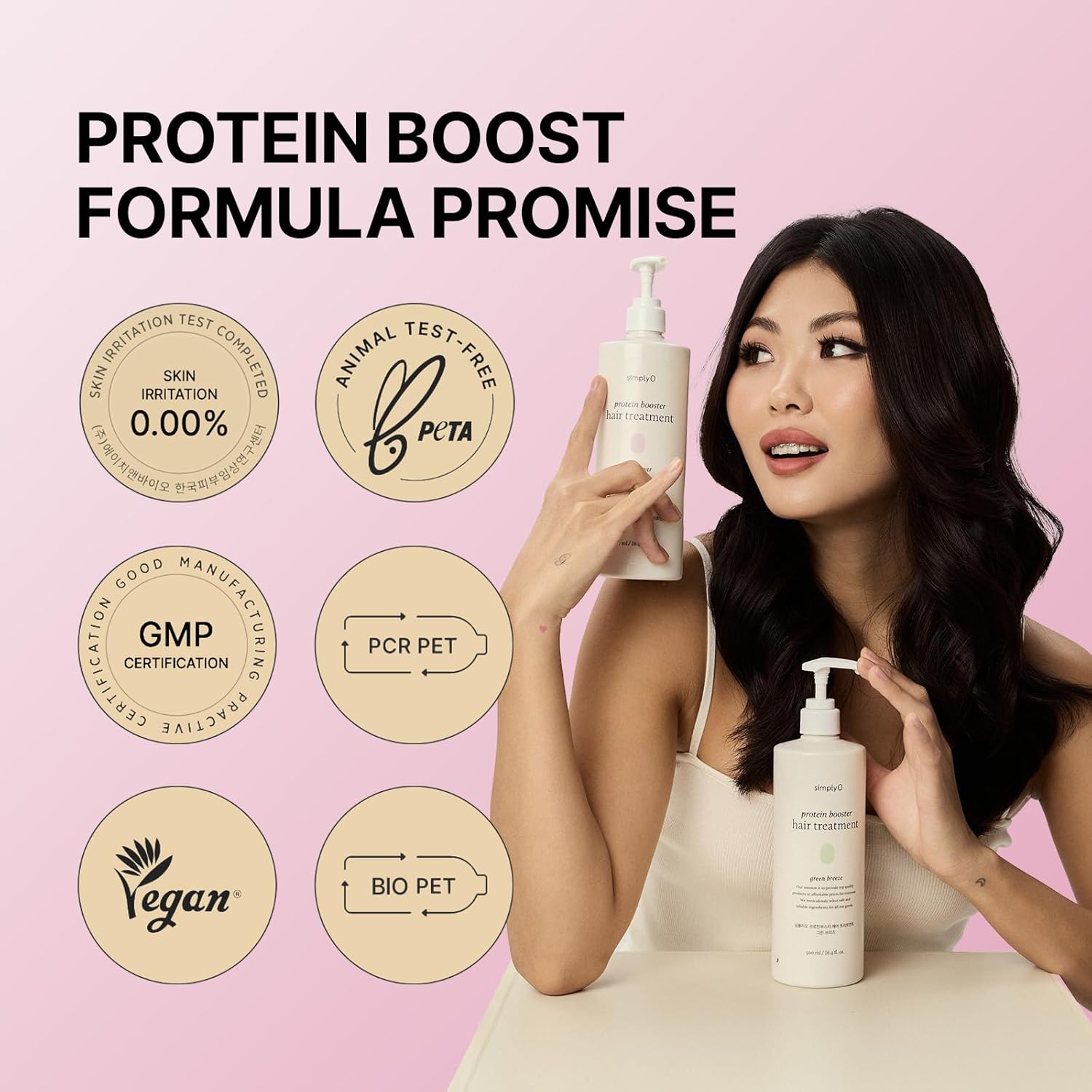 simplyO Protein Booster Hair Treatment, Conditioner for Frizzy & Damaged Hair, 16-Protein + Peptide Complex, Triple Hyaluronic + Ceramide, Argan/Jojoba/Camellia Oils, Vegan, Wild Flower, 16.9 fl oz