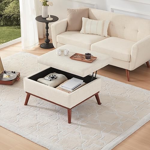 Miniatura 7 de Kingfun Sofá biplaza de 65 pulgadas de ancho con mesa auxiliar otomana, decoración moderna de mediados de siglo, sofás y otomana con almacenamiento