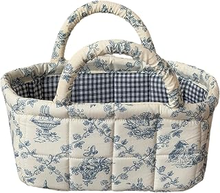 Mini Boho Fabric Storage Baskets – Decorative Small Floral Organizer Boxes with Soft Handles, Holds Cosmetics, Jewelry, Socks