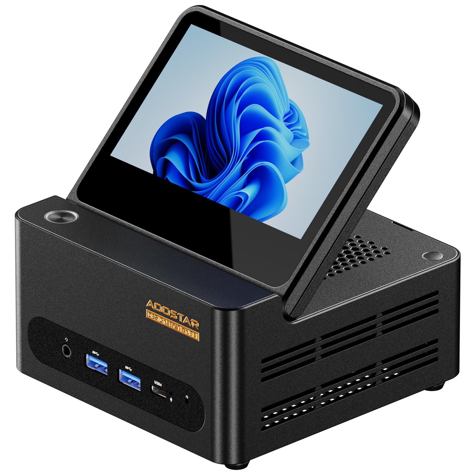 AOOSTAR G-FLIP AMD Ryzen 9 8945HS Mini PC(8C/16T, up to 5.2GHz), 32GB DDR5 1TB PCIe4.0, Radeon 780M Graphics Mini Computer, with 5 inch Touchscreen, with OCuLink Dual USB4, Dual 2.5G LAN/HDMI/WIFl6