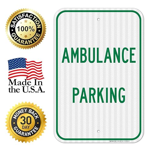 Miniatura 8 de Señal de estacionamiento para ambulancia, 12 x 18 pulgadas, 3M EGP reflectante aluminio .063, resistente a la decoloración, fabricado en Estados