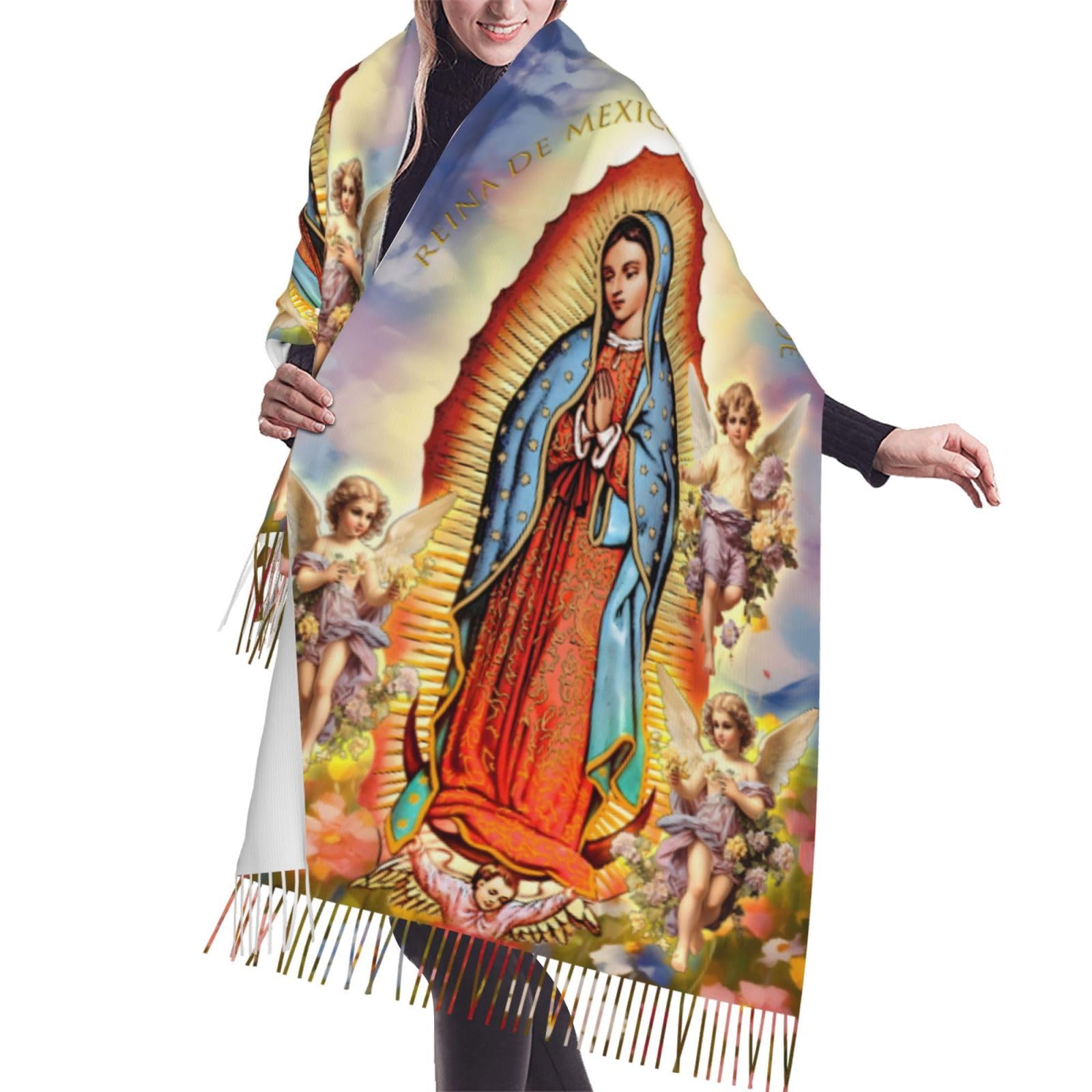 Christian Jesus Cross Scarves for Women Large Lightweight Floral Flower Spring Scarf