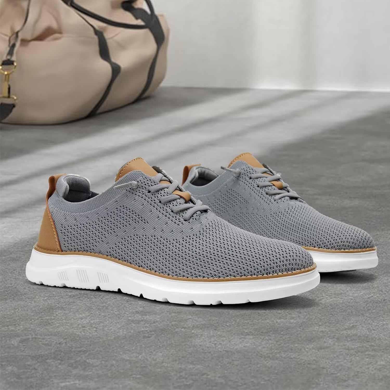 Men's Mesh Sneakers Oxfords Lace-Up Lightweight Casual Walking Shoes Driving Shoes - Image 3