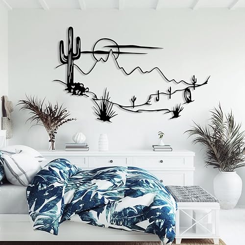 Miniatura 2 de Arte de pared de metal de paisaje del desierto, decoración de pared de cactus de metal, decoración de pared del desierto bohemio, arte de pared de