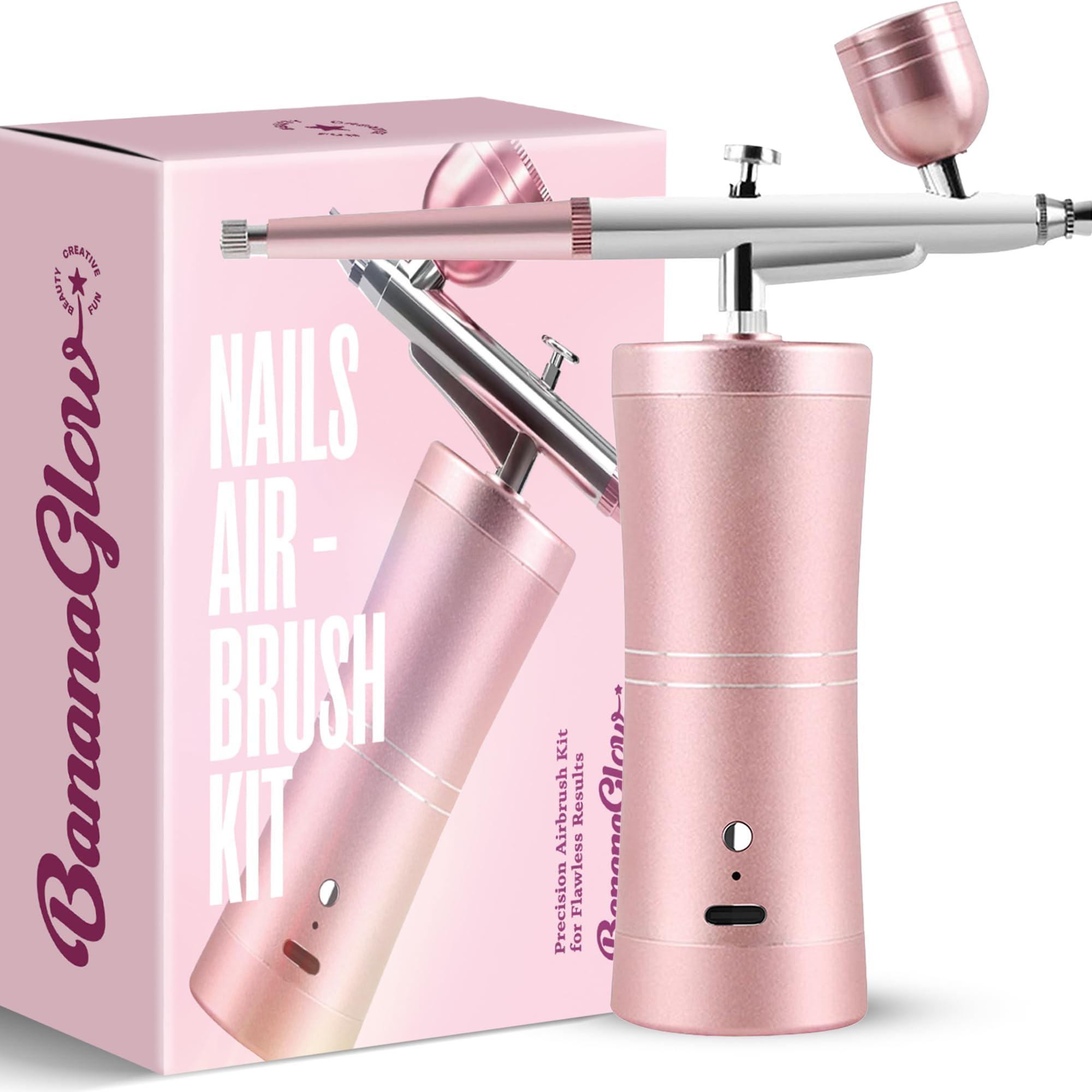 Nagel-Airbrush-Set mit Kompressor, wiederaufladbar, kabellos, professionelles Airbrush-Set mit 0,3 mm Düse und Reinigungswerkzeugen für Nagelkunst, Make-up, Malerei, Kuchendekoration