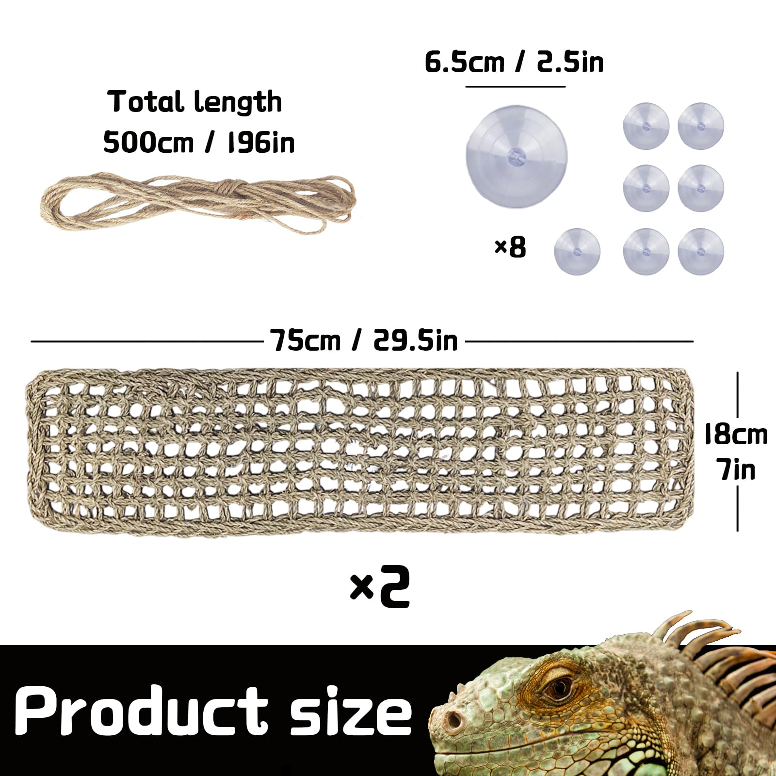 2 Stück Bartagamen-Hängematte, groß, 76,2 x 17,8 cm, Reptilien-Hängematte, Eidechsen-Hängematte, Bartdrachen, Kletter-Lebensraum, Tankzubehör, Reptilienbrücke für Chamäleon-Einsiedler