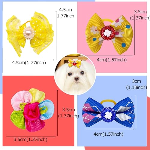 Miniatura 3 de Mruq pet 100 lazos para el pelo de perro, lazos a granel para perros pequeños con bandas de goma, lazos para el pelo de perros pequeños, mezcla de