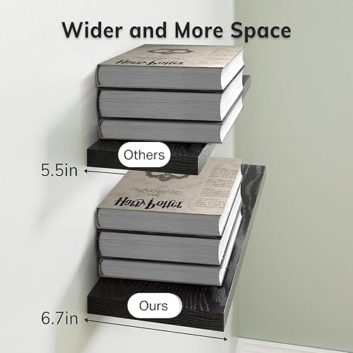 Miniatura 3 de BAYKA Estantes flotantes para pared, estantes de pared negros de 22.5 pulgadas para baño, dormitorio, sala de estar, cocina y libros, estante