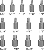 Vista 2 de Juego de 15 extractores de tornillos, extractor de tornillos de doble cabeza hexagonal, extractor de tuercas multieslina, 3/8 pulgadas, juego