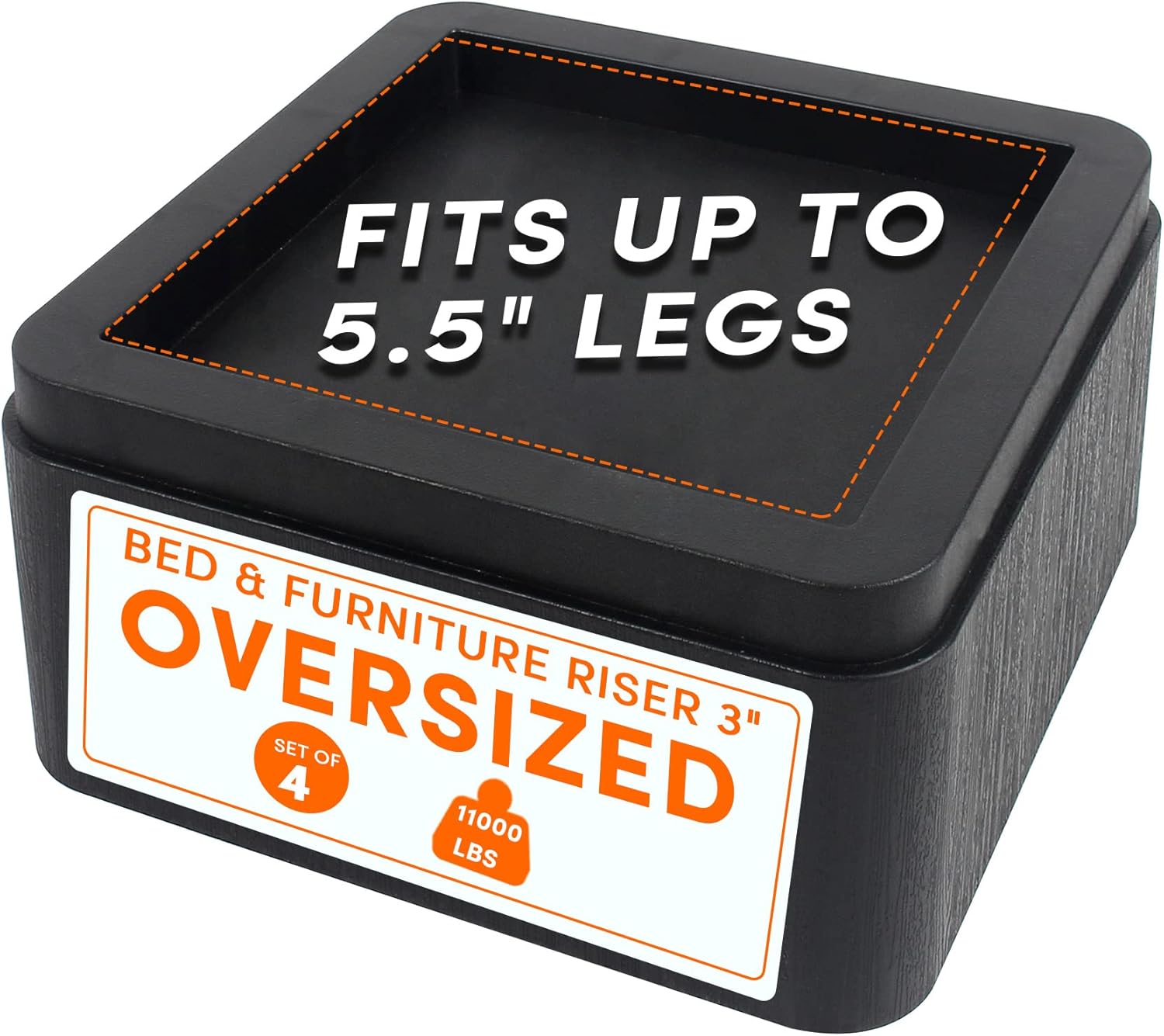 DEDU Oversized Bed Risers Heavy Duty 4 Pack, Furniture Risers for Sofas Stackable 3 Inch or 6
