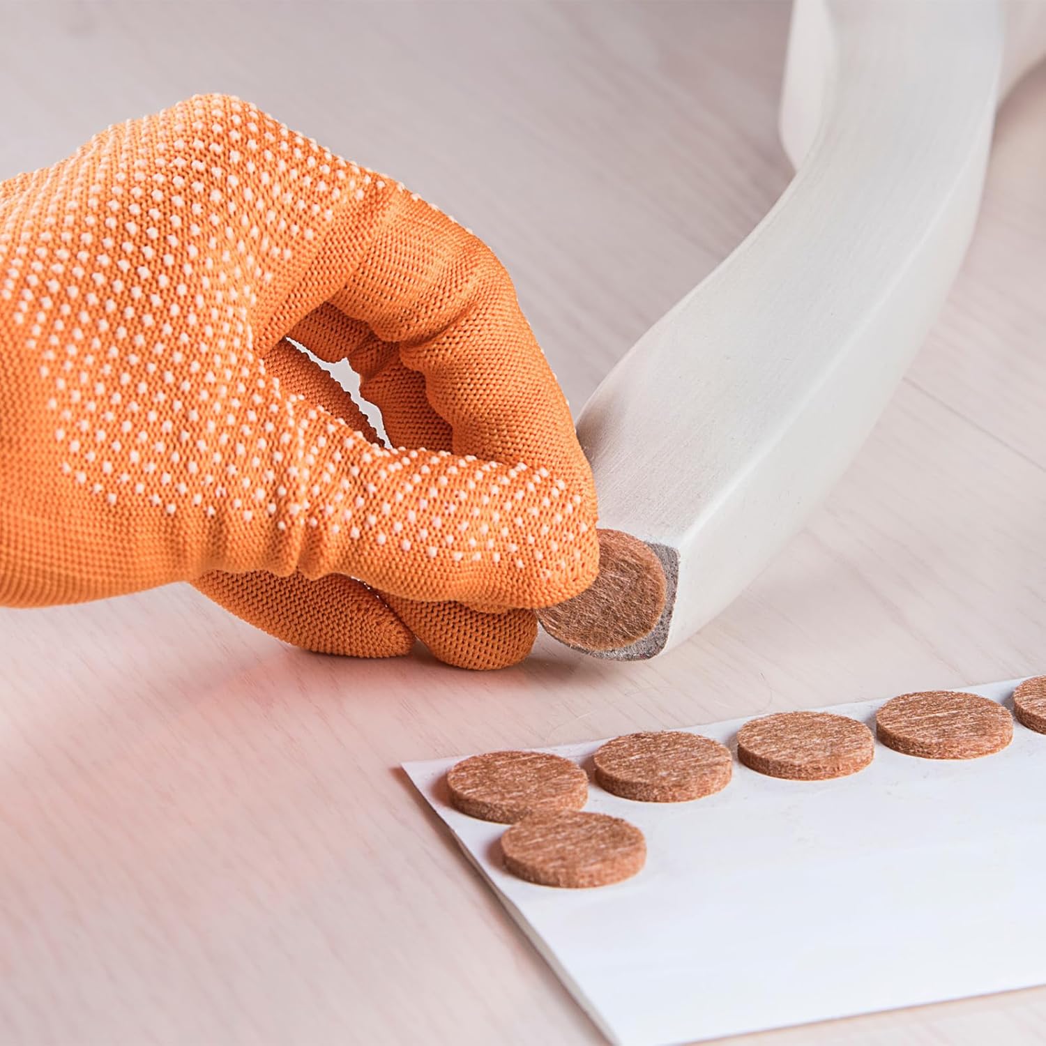 24pcs Felt Furniture Pads, 1.8 Inch Round Small Felt Chair Leg Floor Protectors Prevent Scratches for Furniture Hard Floor, Khaki