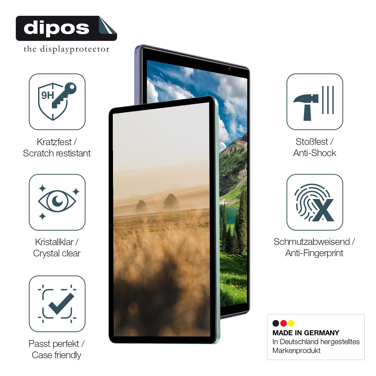 dipos 2x Pellicola Protettiva 9H trasparente per Ninkear T40 2-in-1 | Non si rompe e non si scheggia, non è vero vetro, Anti-Shock, si adatta perfettamente, antigraffio, senza bolle, autoadesiva