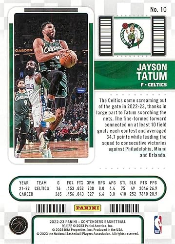 Miniatura 2 de Jayson Tatum 2022 2023 Serie de boletos de temporada de Panini Contenders Tarjeta de menta #10 fotografiándolo en su camiseta verde de los Boston