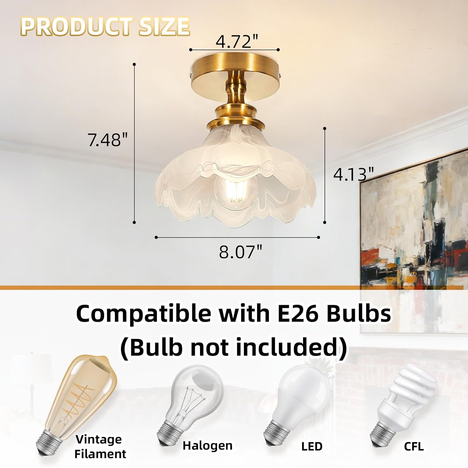 Brass Mini Ceiling Light Flush Mount Modern Alabaster Glass Ceiling Lamp for Bedroom Hallway Living Room Kitchen