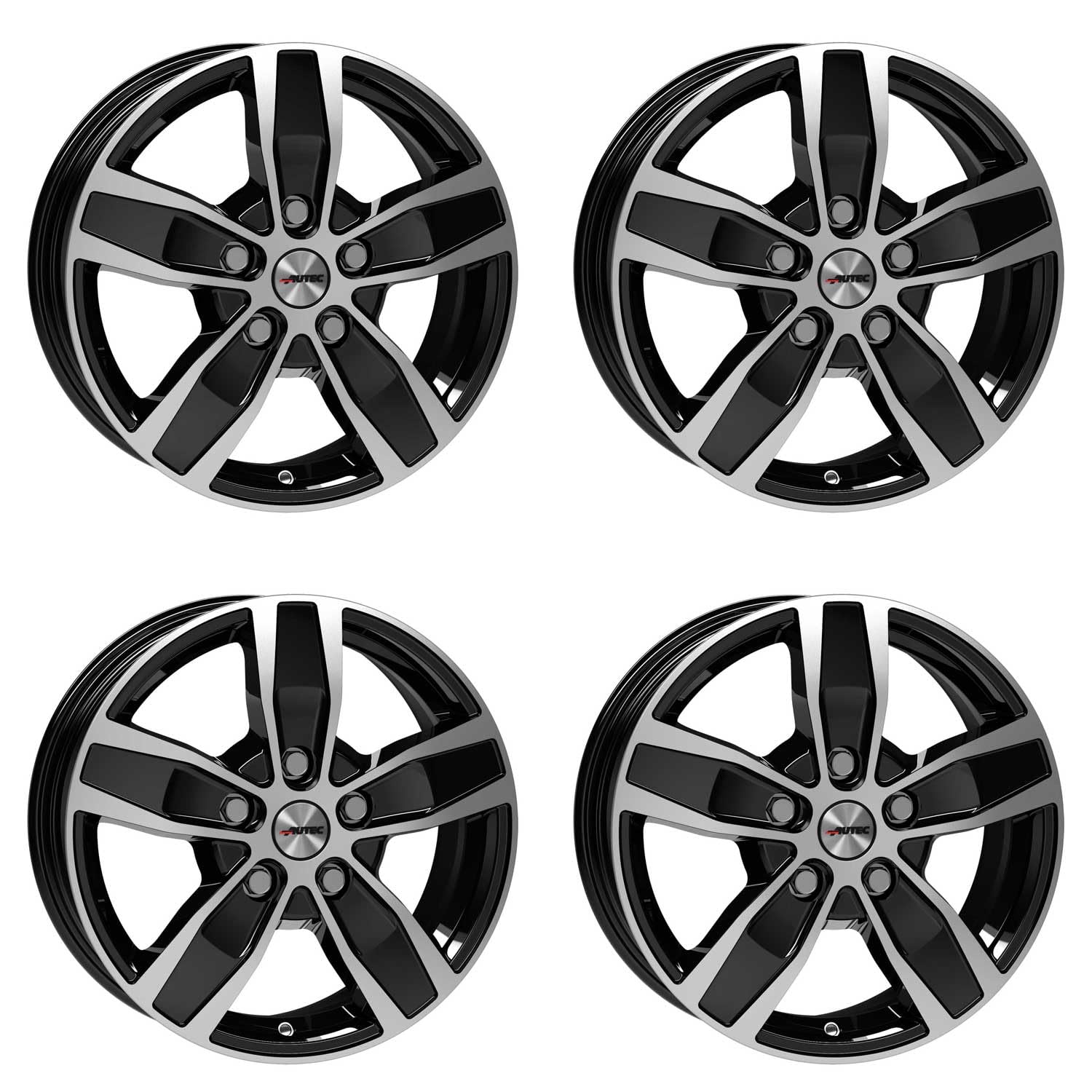 4x Llantas AUTEC QUANTRO 6.5x16 ET66 5x118 Schwarz poliert