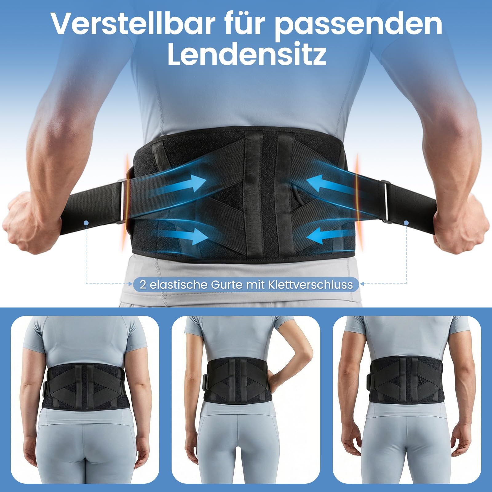 Wärmegürtel Vibrationsmassage für Rücken mit 5000mAh Akku, Wärmegürtel Rücken Akku mit 6 Heizstufen&6 Vibrationsmodi, kabelloser Rückenwärmer, Geschenke für Frauen Mama Papa(Schwarz)