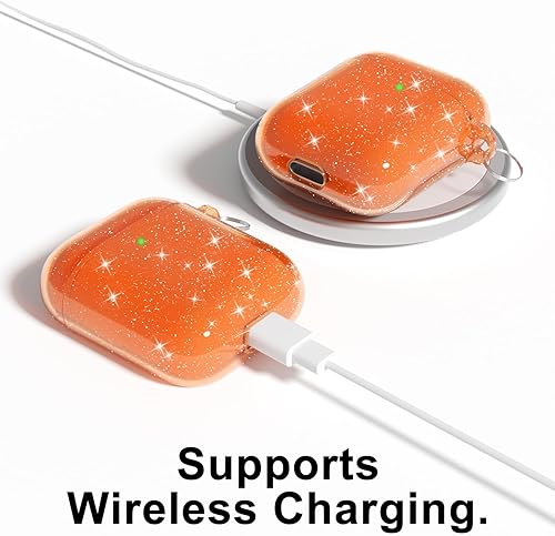 Miniatura 5 de Funda para Airpods con purpurina transparente, brillante y bonita funda para Airpods de 1 2 generación con llavero, carcasa dura femenina Y2K