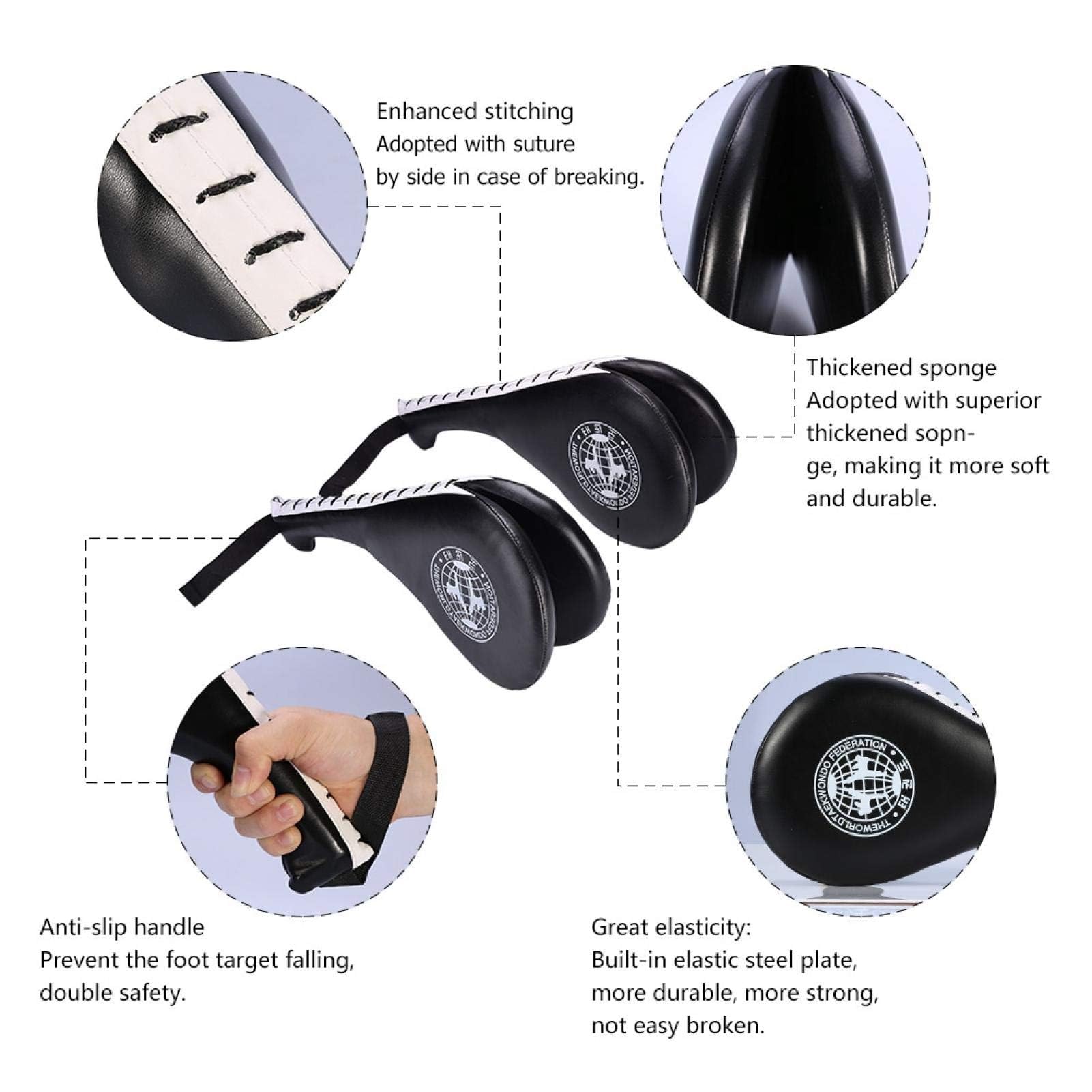 Dpofirs Taekwondo-Kickpads, Kampfkunst-Paddel, Schwarz, Schaumstoff mit PU-Beschichtung, Kampfkunst, Rund, Pads für Kampfkünste, Taekwondo-Ziel, Training Ziel, Kickpad