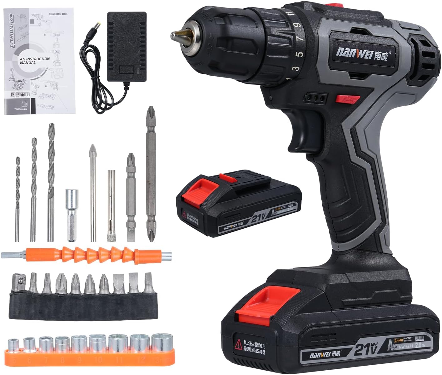 Taladro Atornillador Inalámbrico Domary 21V con 25+1 Torque y Luz LED