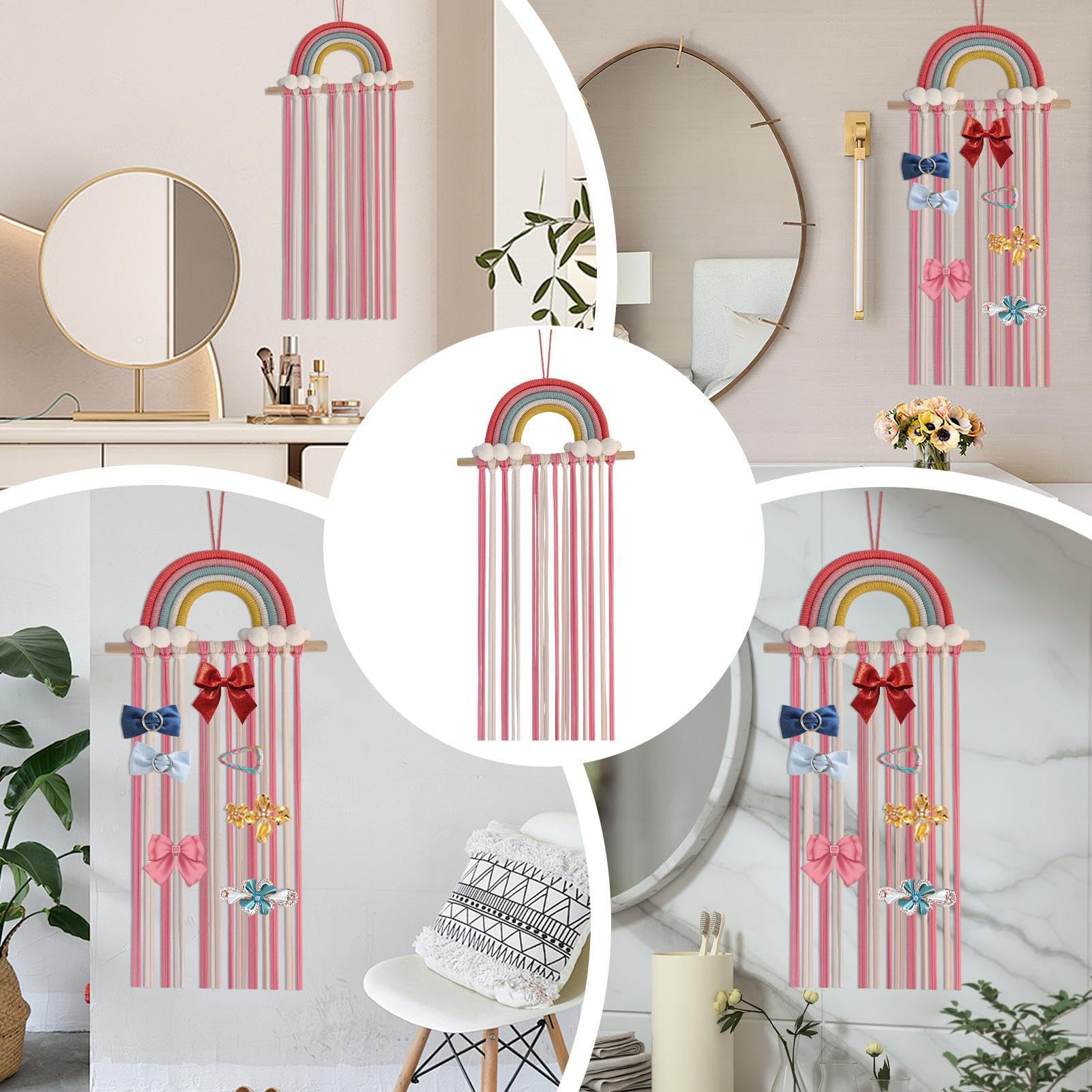 Soporte para lazos para el pelo de niñas – Organizador montado en la pared, estante de clip decorativo con almacenamiento de múltiples ranuras