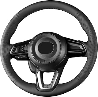 Yeolpise Hand Sewn Microfiber Leather Steering Wheel Cover on Wrap,Fit for 2017 2018 Mazda 3 / 2017-2020 Mazda CX-5 Mazda 6 / 2016-2020 CX-9 / 2018 2019 2020 CX-3