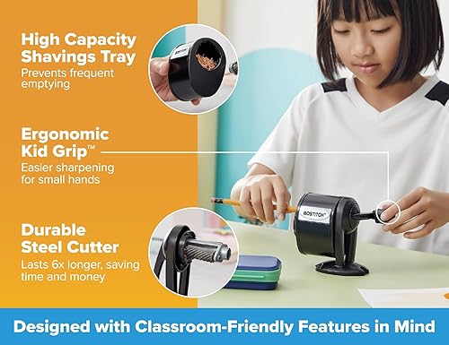 Miniatura 5 de Bostitch sacapuntas manual metálico antimicrobios negro MPS1-BLK Negro