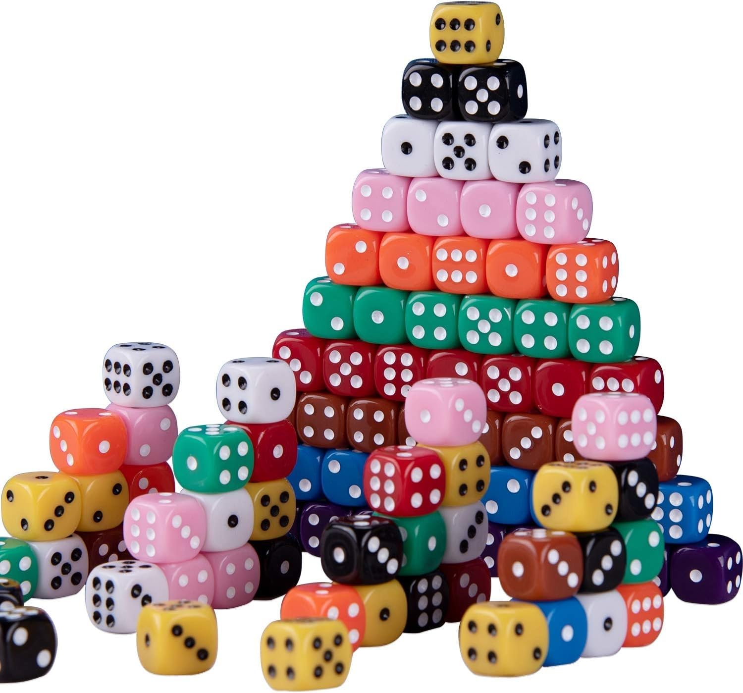 100 Pezzi Dadi Impostato,6 Facce 12mm Dadi,Cubo a sei Lati, per Giochi da Tavolo e Feste,10 Colori
