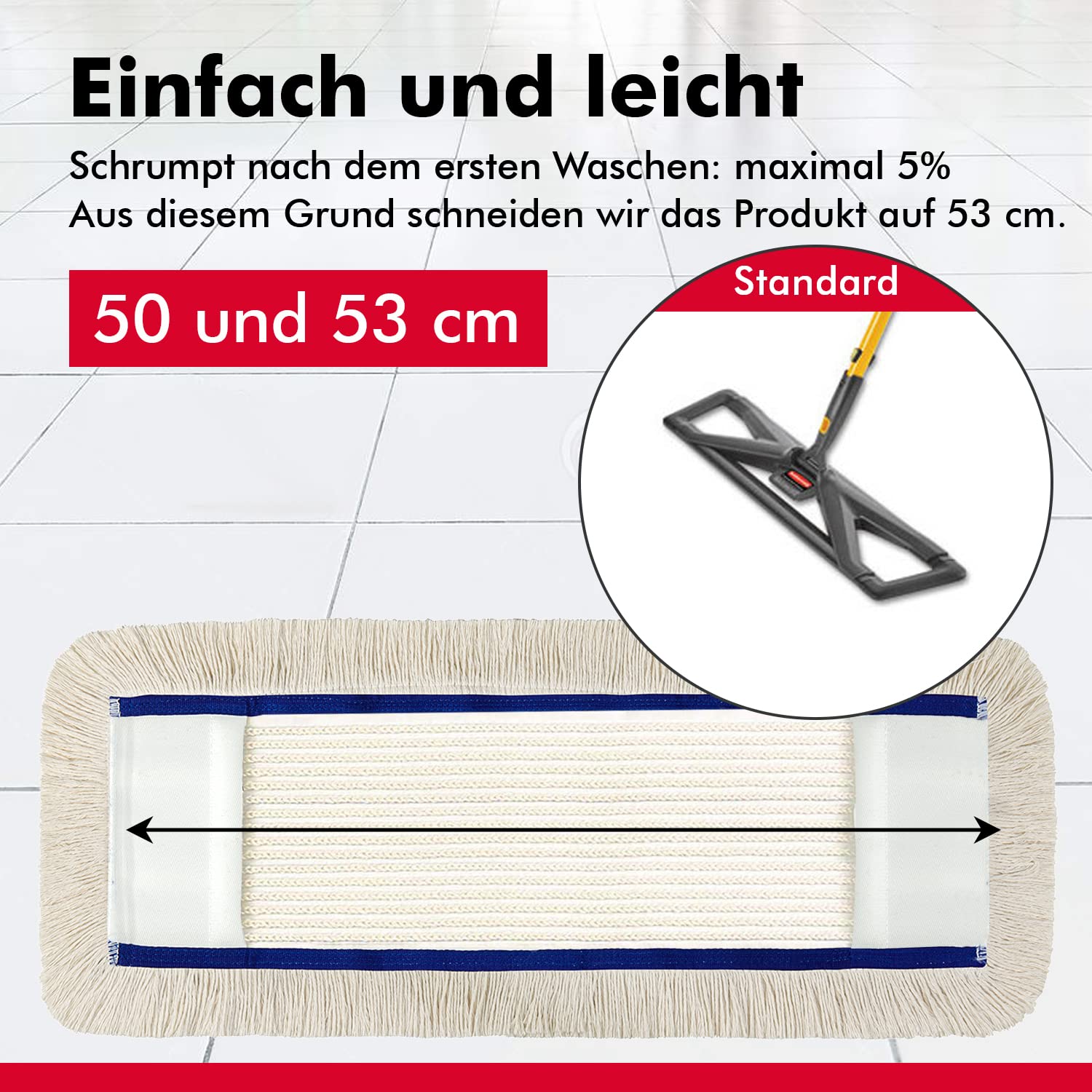 100 Stck 50 cm Baumwoll Wischmop Taschen aus Polyester Ersatz für Mop Klapphalter Wischmoppbezug für Versiegelung Reinigung von Bodenbeläge wie Laminat Dielen