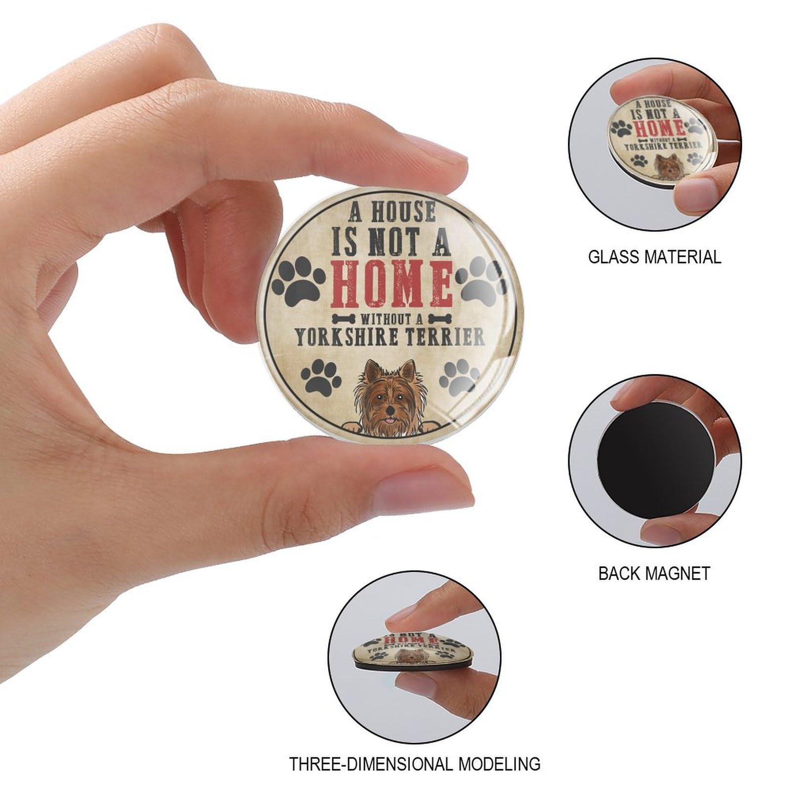 Kühlschrankmagnete aus Glas, starke Magnete mit Aufschrift "A House Is Not A Home Without A Yorkshire Terrier", für Kühlschrank, Hund, Mutter, Geschenk, Hund, Tier, lustig,