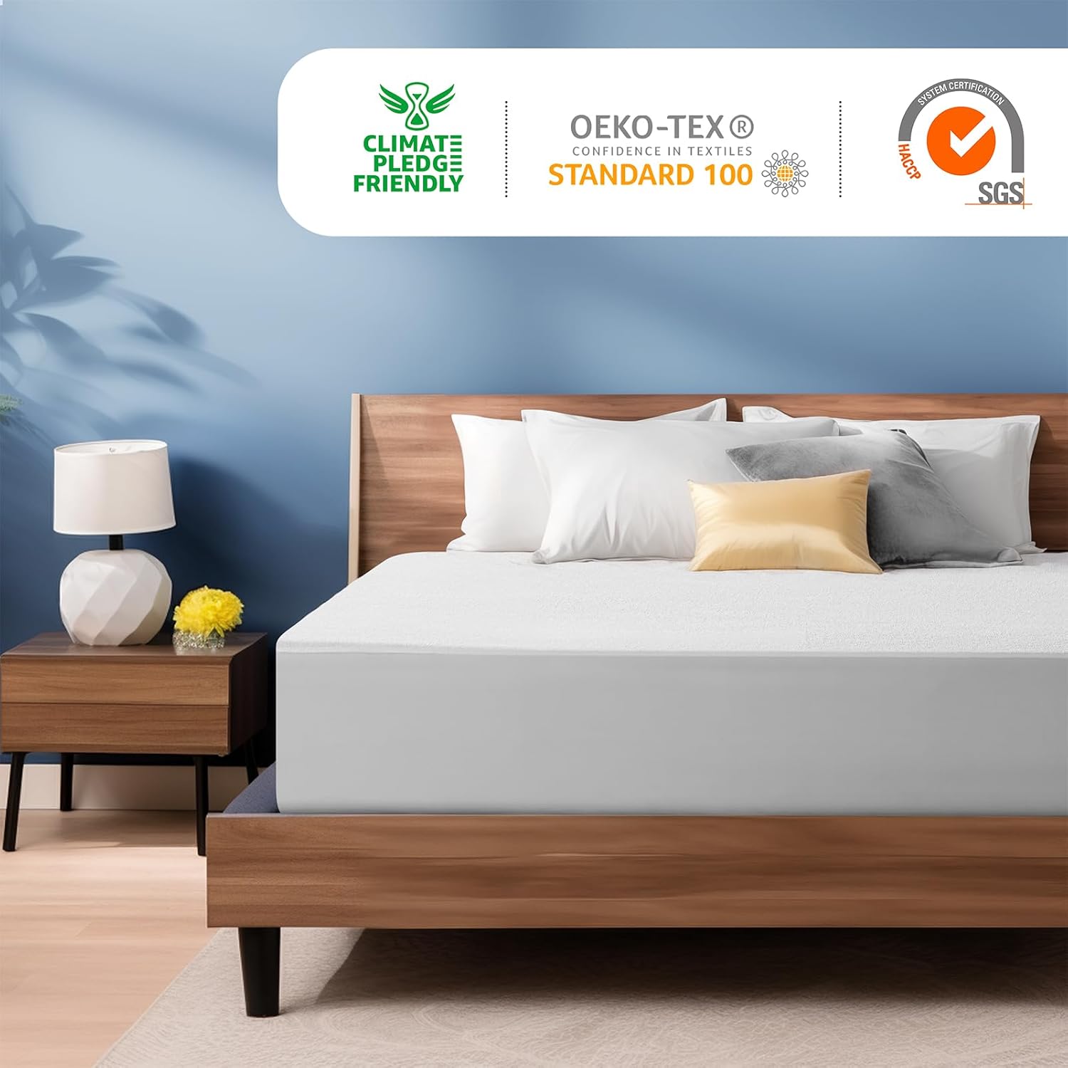 TASTELIFE King Size Waterproof Mattress Protector - 100% Fitted With Deep Pocket - Breathable Noiseless Bed Cover - Washable, Vinyl Free (White)