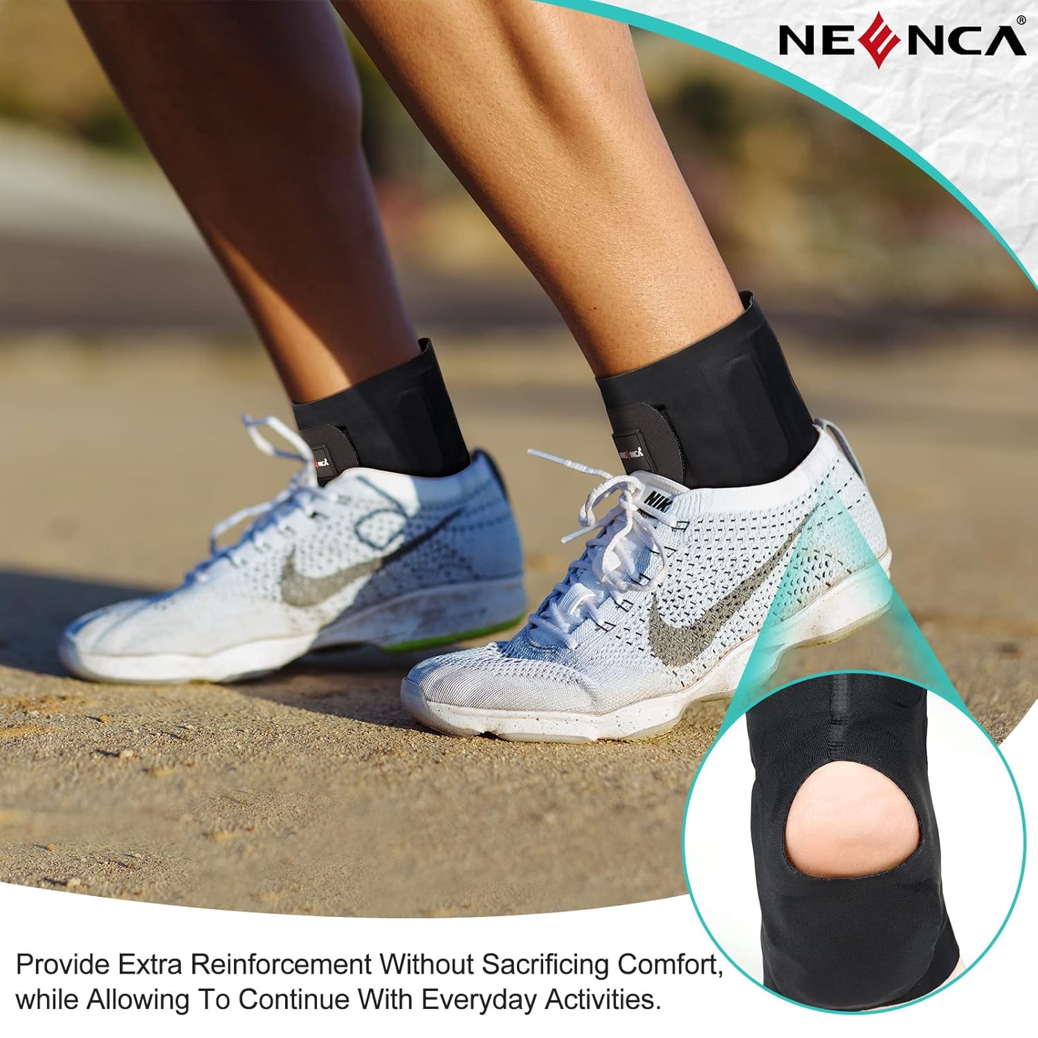 NEENCA Ankle Brace with Inflatable Heel Pads, Medical Ankle Support Protector with 2 Air Cushions for Arch/Heel Pain Relief, Plantar Fasciitis, Heel Spur,Tendinitis, Sore Feet, Swelling, Heel Injuries : Health & Household