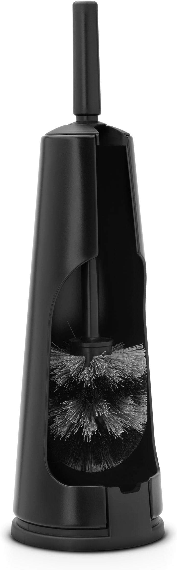 ReNewToilet Brush & Holder Set (Matt Black) Free-Standing, Non-Slip/Scratch Base, Hygenic Discreet Toilet Bowl Cleaner