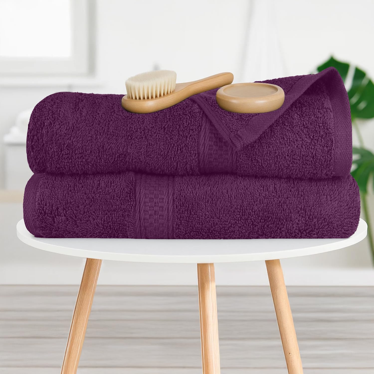RIVERSIDE Luxury Bath Towels - 4 Pack, Purple -6 RIVERSIDE Luxury Bath Towels - 4 Pack, Purple -6
