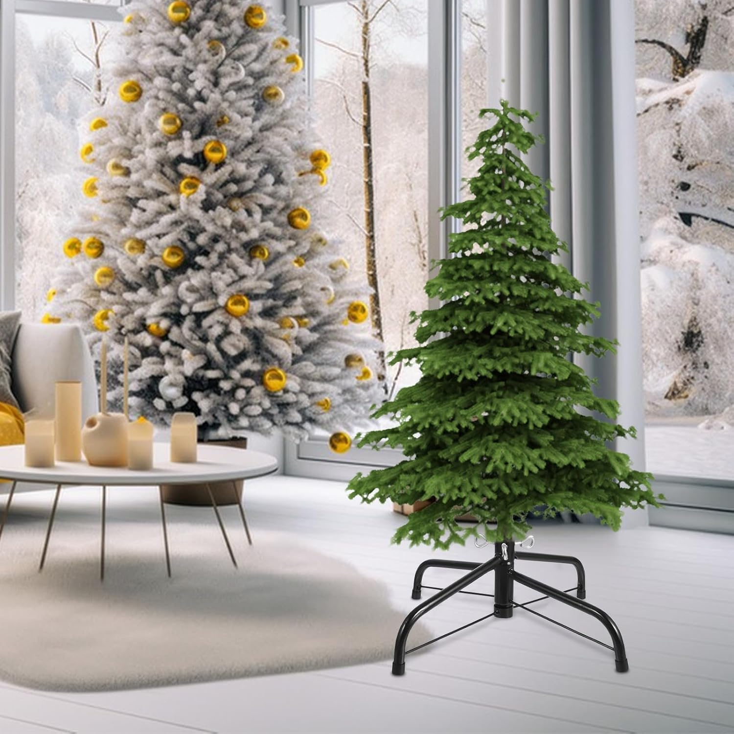 Amosfun Metal Christmas Tree Stand Folding Xmas Tree Stand Replacement for 4 Ft to 5 Ft Artificial Tree