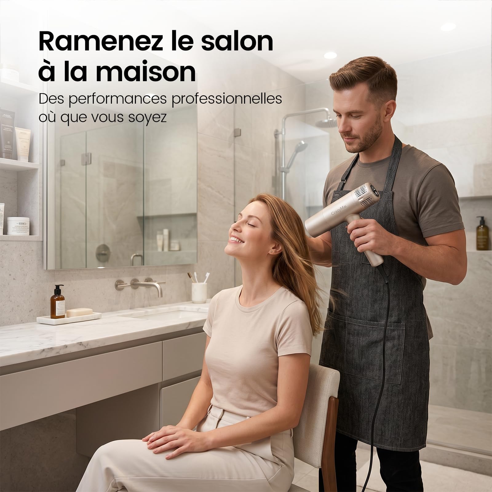 CrazyMar Sèche-Cheveux Professionnel, Séchage 8X plus Rapide