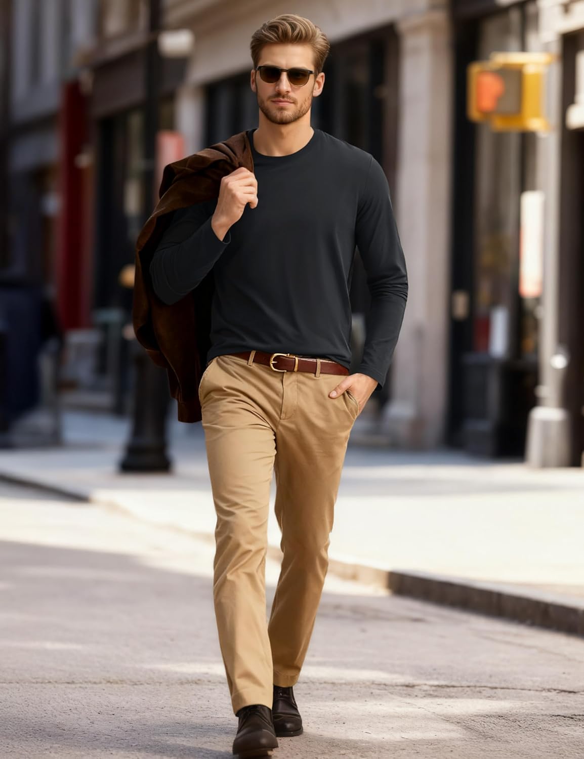 Cotrasen Mens Long Sleeve Tee Shirts Cotton Crew Neck Moisture Wicking Soft Casual Basic T-Shirts - Image 7