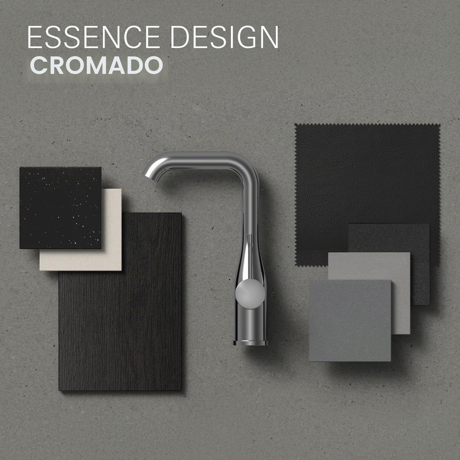 Grohe Essence - Grifo de lavabo con sistema de montaje en pared, kit para montaje final, cuerpo empotrado no incluido, tamaño L (Ref. 19967001)