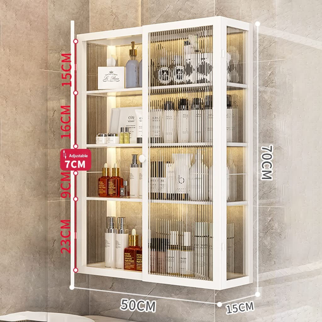 Armadietto per medicinali da bagno a 2 ripiani a parete con piastrelle da cucina senza punzonatura (dimensioni: 50 x 15 x 70 cm)