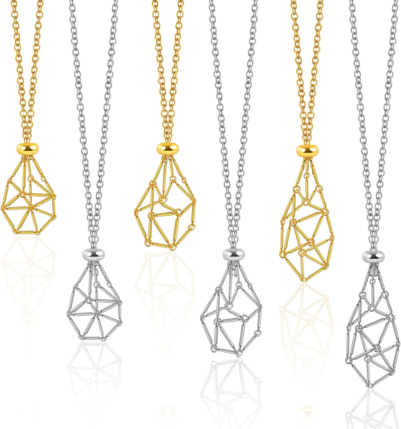 clothmile 6 Pcs Crystal Necklace Holder Adjustable Empty Stone Holder Necklace Crystal Holder Necklace
